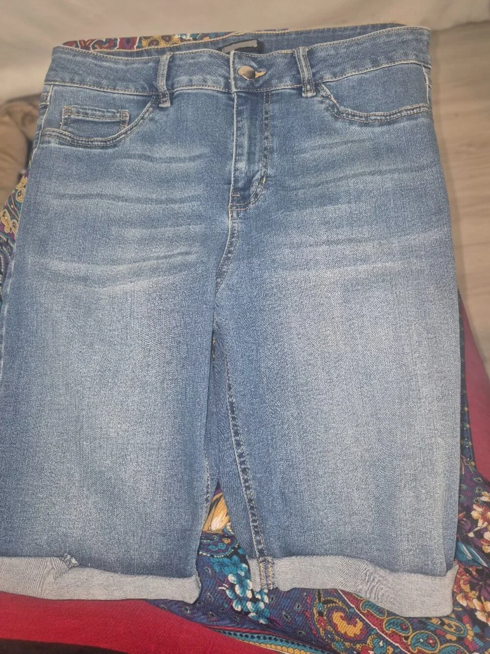 Ladie's Denim shorts, long, 5-pockets- in size 12 (30
